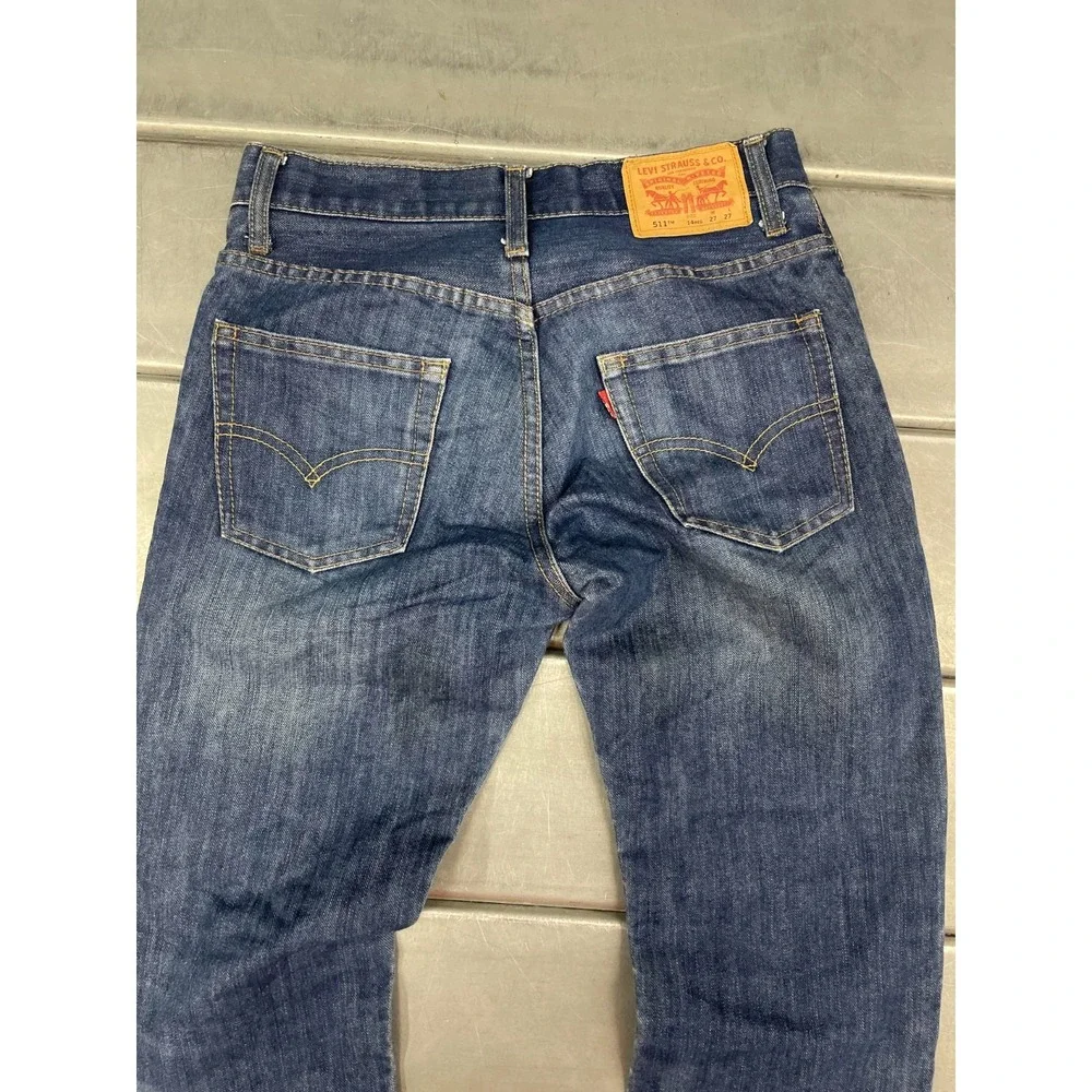 Levis 511 Jeans Womens Size‎ 14REG 27X28 Blue Dark Wash Denim Slim Straight Leg